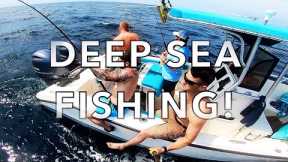 DEEP SEA FISHING!! Black Fin Tuna and Mahi-Mahi Catch! 60 Miles Offshore Ledge Fishing and Dolphins!