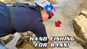 HAND FISHING FOR BASS #shorts