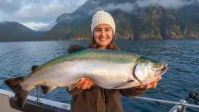WILD Caught ALASKAN SALMON! Catch, Clean & Cook! Seward, Alaska Fishing