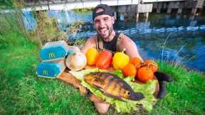 Roadside FAST FOOD Fish Sandwich CATCH & COOK Challenge!! (mystery fish)