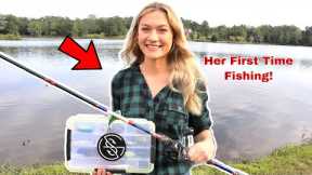 TEACHING HER HOW TO BASS FISH! (HER FIRST TIME FISHING)
