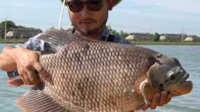CATCHING UNIQUE THAI FISH | Catch and Cook Thai Style Tilapia