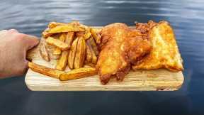 Cooking Freshly Caught Fish and Chips in My Boat