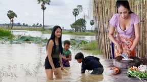 Catch Fish In Village Pond By Net & Cook Village Soup