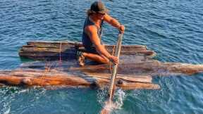 Log SURVIVAL Raft At Remote Trout FISHING Lake!