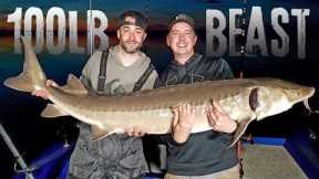 Catching a 100lb Lake Sturgeon on the Rainy River - Fishing Prehistoric Fish