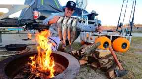 Saltwater Catch Cook Camp! Beach Inlet Fishing!