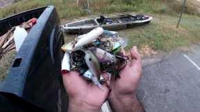 Finding hands full of lures while fishing..
