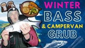 Winter Shore Fishing UK - Catching Bass, Cod Hunting & Camping Overnight with Cosy Van Life Cooking