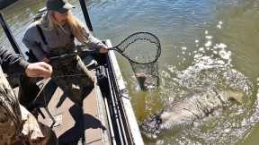 We Caught a RIVER MONSTER on a POOL NODDLE! (Catch Clean & Cook)