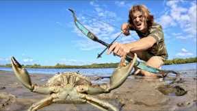 GIANT CRAB - Bow & Arrow CATCH and COOK (Solo Survival)