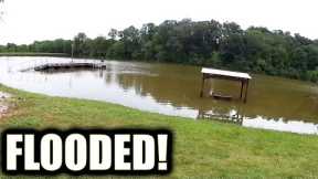 Fishing a FLOODED LAKE for Bass! Catching Big Bass in Shallow Water!