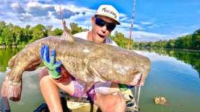 Kayak Catfishing- Catching My PB TWICE in One Day! Catch Clean Cook