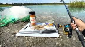 Eating Whatever I Catch.. (Catch and Cook) Cast Net + Fishing