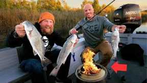 Making a FIRE 🔥  on the Boat and Cooking Our Catch!!!