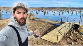 Eating WHATEVER I Catch From The BANK of the DRAINING LAKE! --CATCH & COOK Whole Fried Fish!