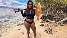 FIRST TIME SPEARFISHING IN DEEP WATER - Island Catch & Cook