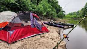 SANDBAR CAMPING On A Small Stream!! (Catch and Cook)