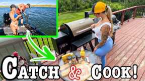 FIshing a 231 MILE LONG LAKE On a Hot sunny Day!!! (Catch and COOK!!)