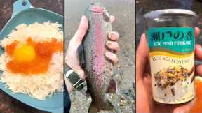 Stocked Trout EGGS Catch & Cook! (BREAKFAST Rainbow Trout Catch Clean Cook)