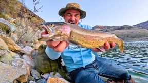 I caught a GIANT Trout and made crispy Fish n' Chips!!! (Catch & Cook)