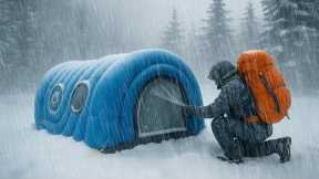 CAMPING IN HEAVY RAIN WITH THE CRAZIEST THUNDER // struggling to build a shelter in heavy rain