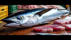 Everyday of My Life ❗🔥 Exploring Sorong Fish Market live broadcast of yellowfin tuna cutting