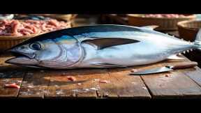 Tuna Cutting Skills at the Fish Market in Sorong City, Indonesia